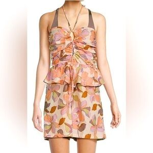 TRUE DESTINATIONS L Floral Peplum Romper in Beige Multi Saks